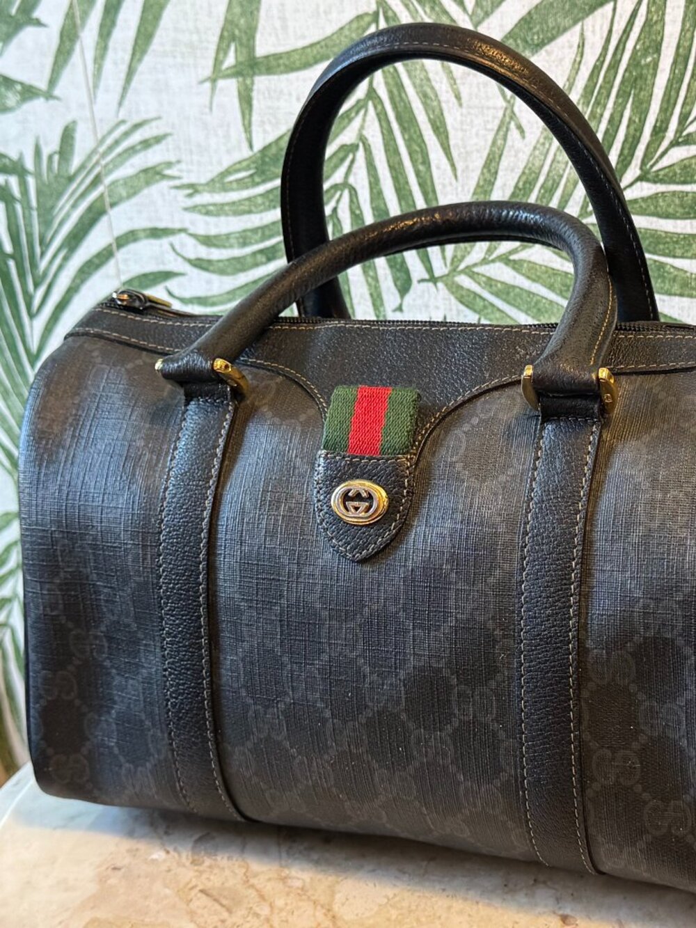 Vintage Gucci GG Monogram Canvas Boston Bag